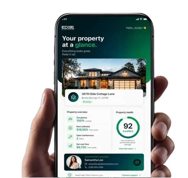 Hand holding phone with EDGE app